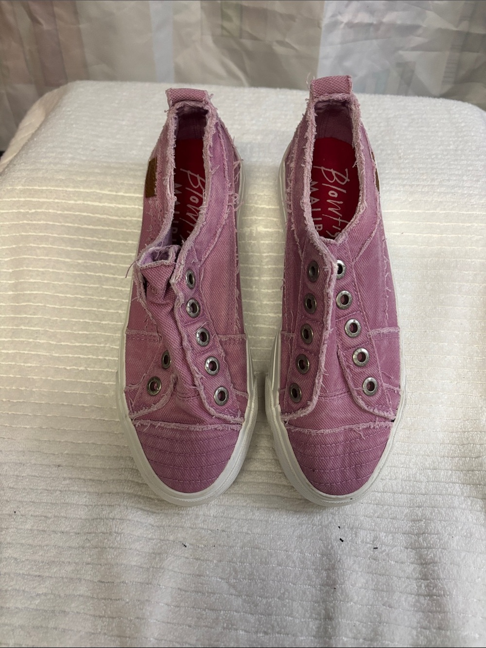 Blowfish Pink/Purple Frayed Slip-On Canvas Sneakers